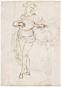 Recto: Een luitspeler, WA1846.6 door Pietro Perugino
